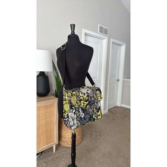 VERA BRADLEY Work Essentials Briefcase Attaché Laptop, Baroque Black Yellow Gray - Picture 4 of 9